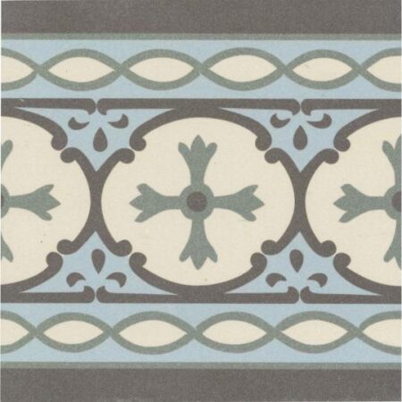 Barvita Dekor Lignes Jacques, 15x15 cm, Bordürenfliese mit dekorativen geometrischen Mustern in Blau-, Creme- und Brauntönen.